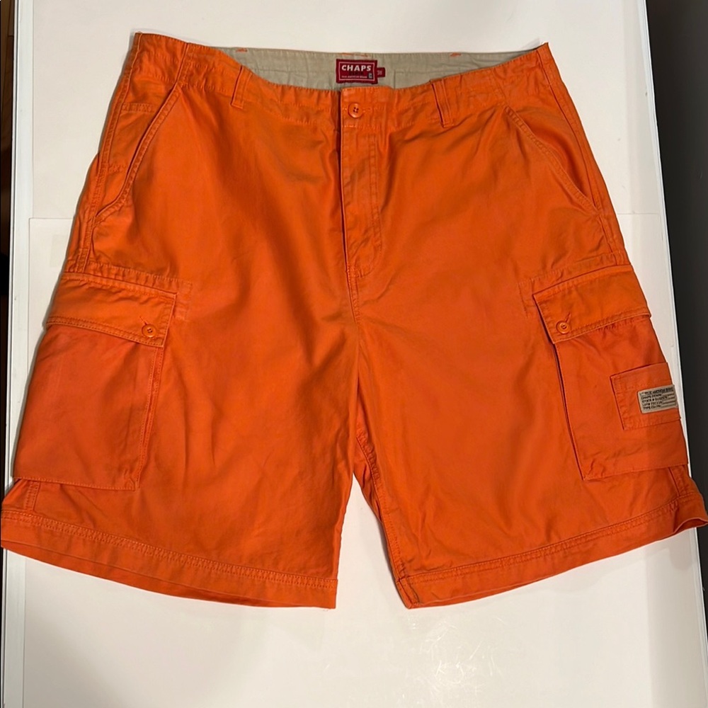 Chaps Orange Cargo Shorts Casual Cotton Blend